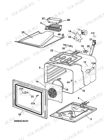 Взрыв-схема плиты (духовки) Electrolux EKC60050X 230 - Схема узла H10 Main Oven Cavity (large)